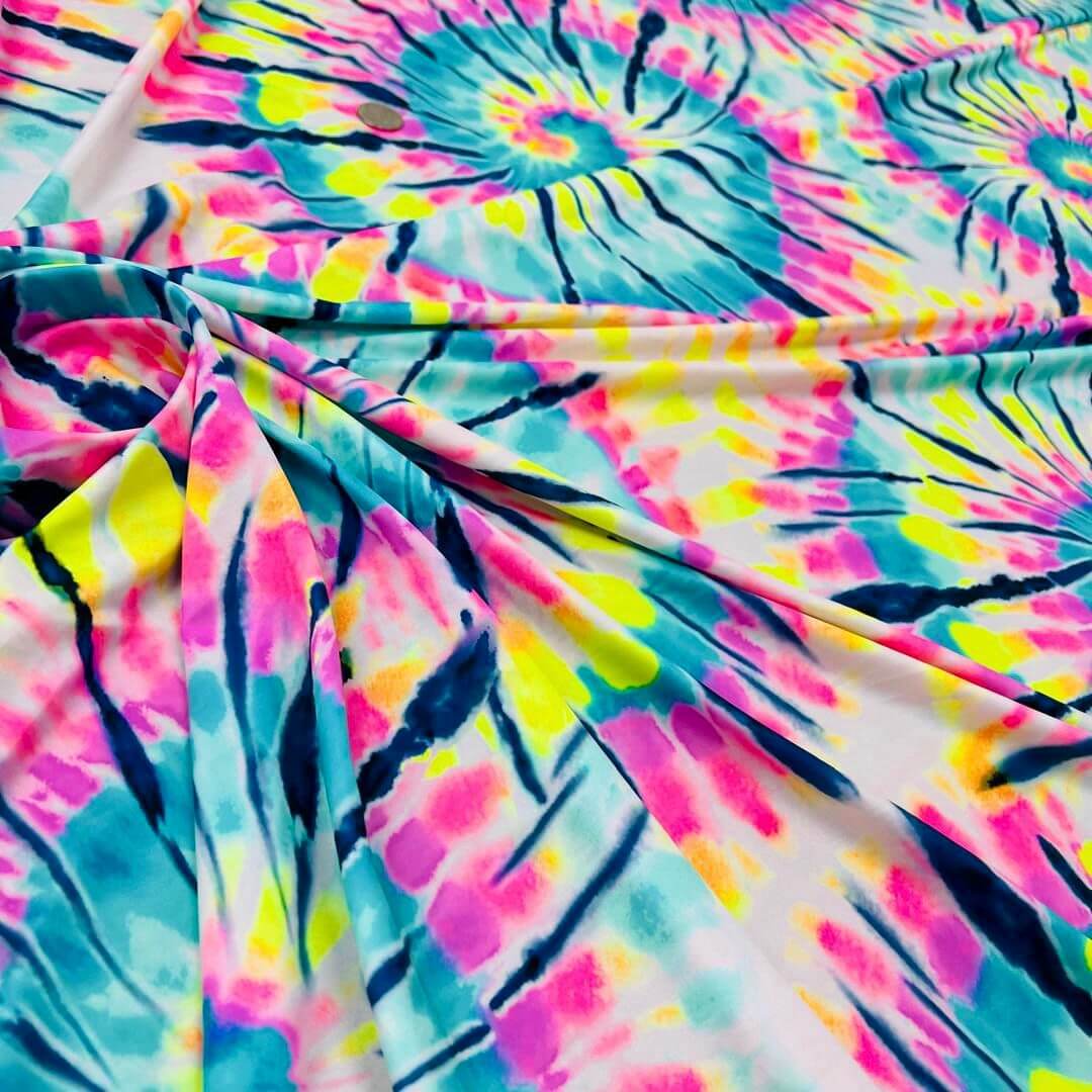 Tie Dye Retro Multicolor Print Nylon Lycra Spandex Fabric